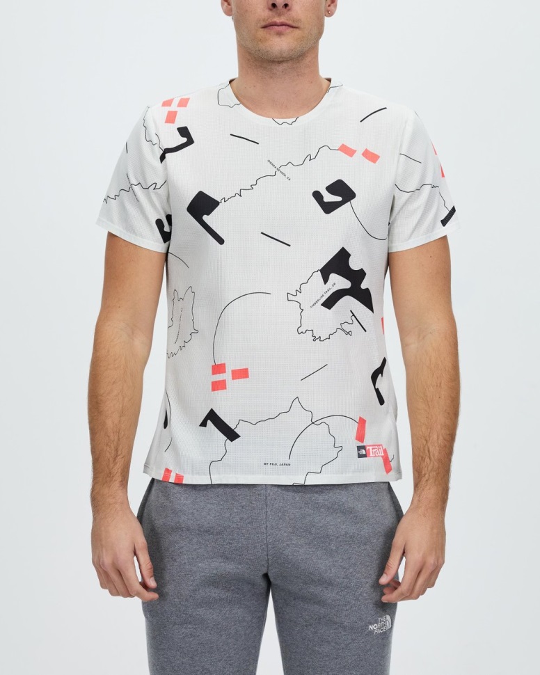 قميص Sunriser Ss الوجه الشمالي أبيض مطبوع