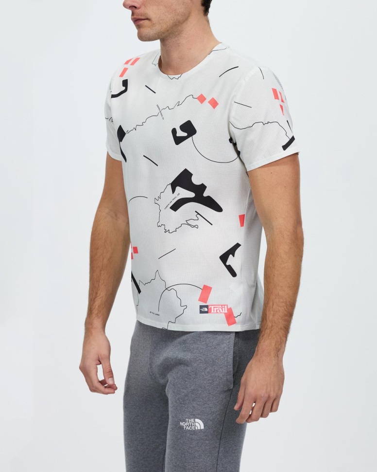 قميص Sunriser Ss الوجه الشمالي أبيض مطبوع