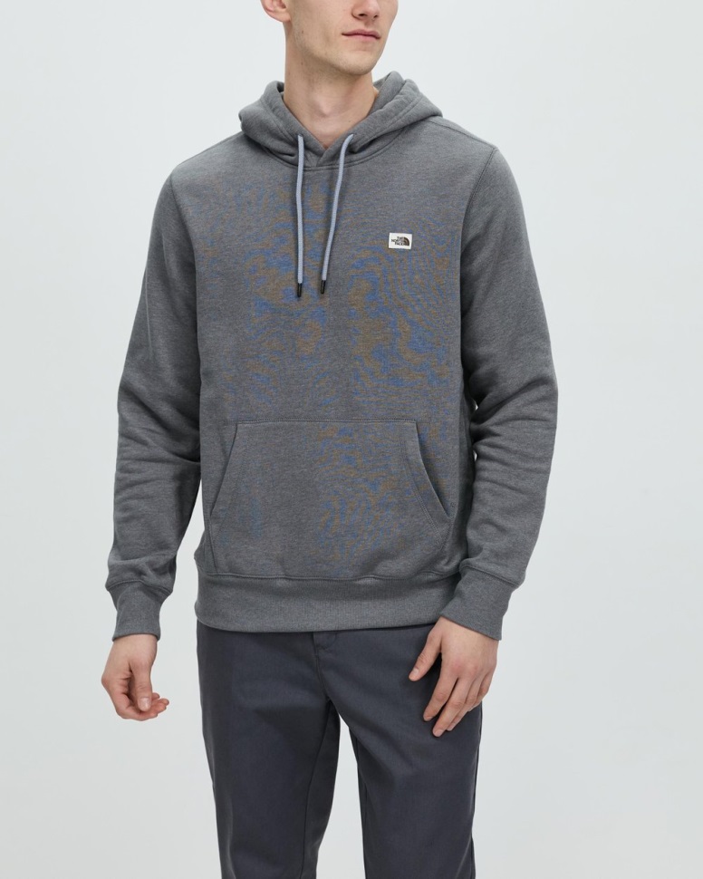 بلوفر بقلنسوة برقعة تراثية ذا نورث فيس رمادي