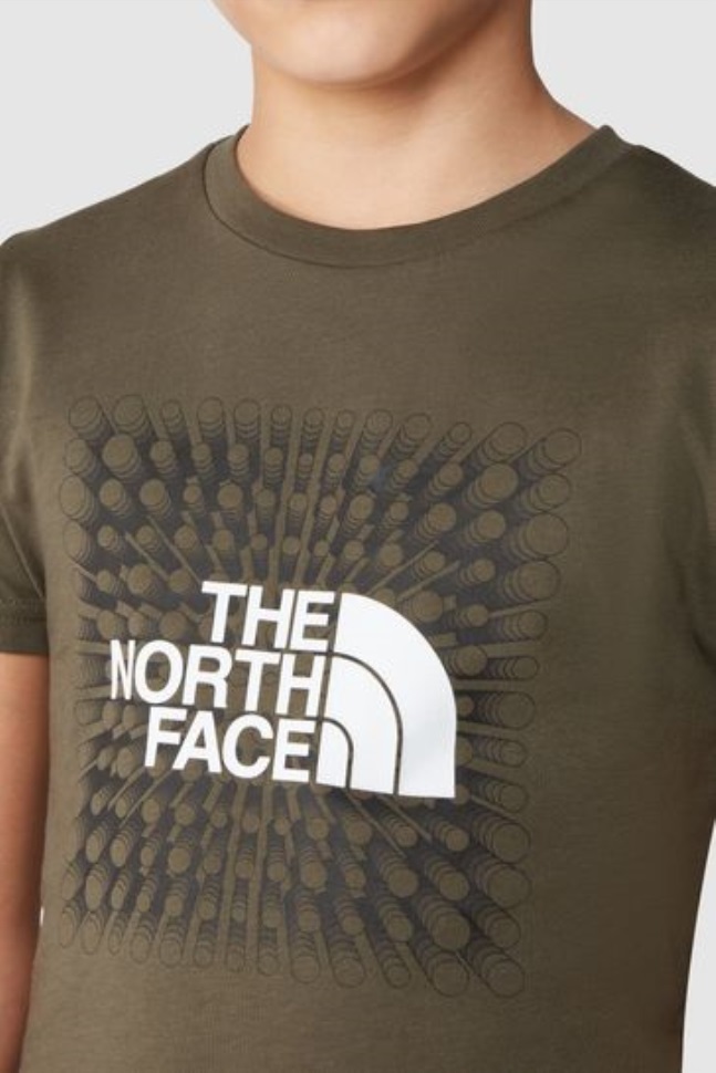 المراهقين مربع أخضر قصير الأكمام تي شيرت الوجه الشمالي