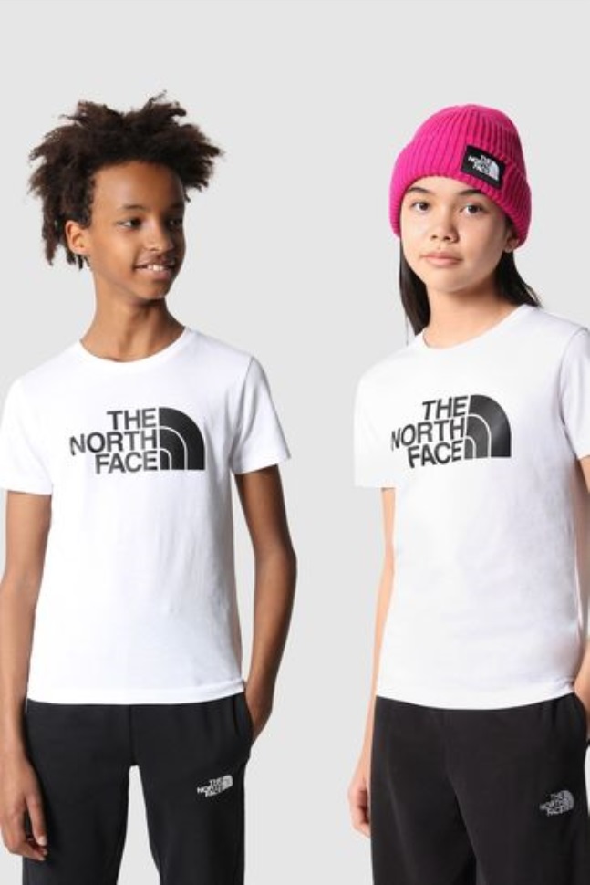 تي شيرت أبيض قصير الأكمام للمراهقين سهل الوجه الشمالي