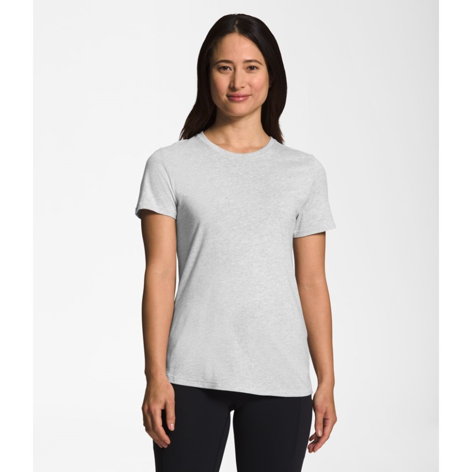 المرأة الرمادية التضاريس قصيرة الأكمام المحملة الوجه الشمالي