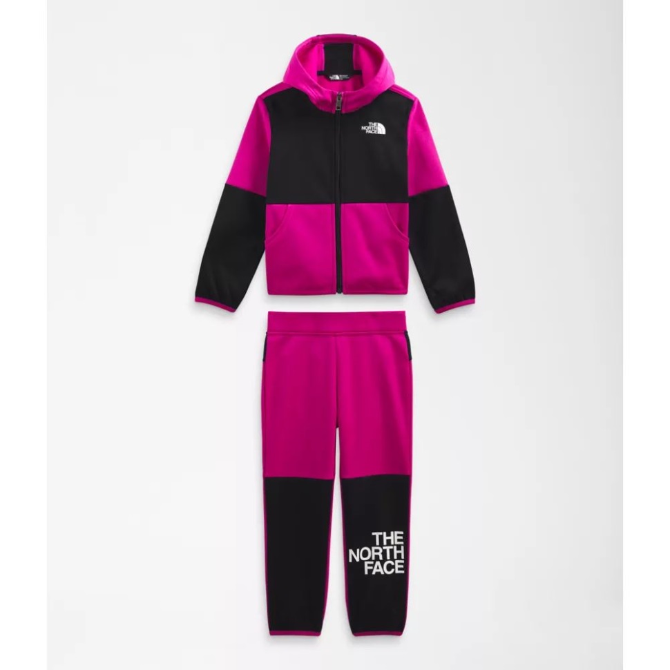 طقم أطفال شتوي دافئ وجه الشمال وردي فوشيا