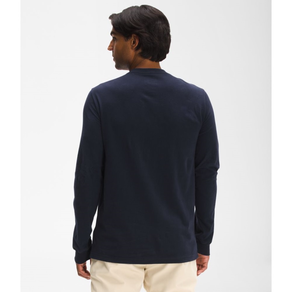 البحرية البحرية الرجال كم طويل الأكمام Tnf ضرب المحملة الوجه الشمالي