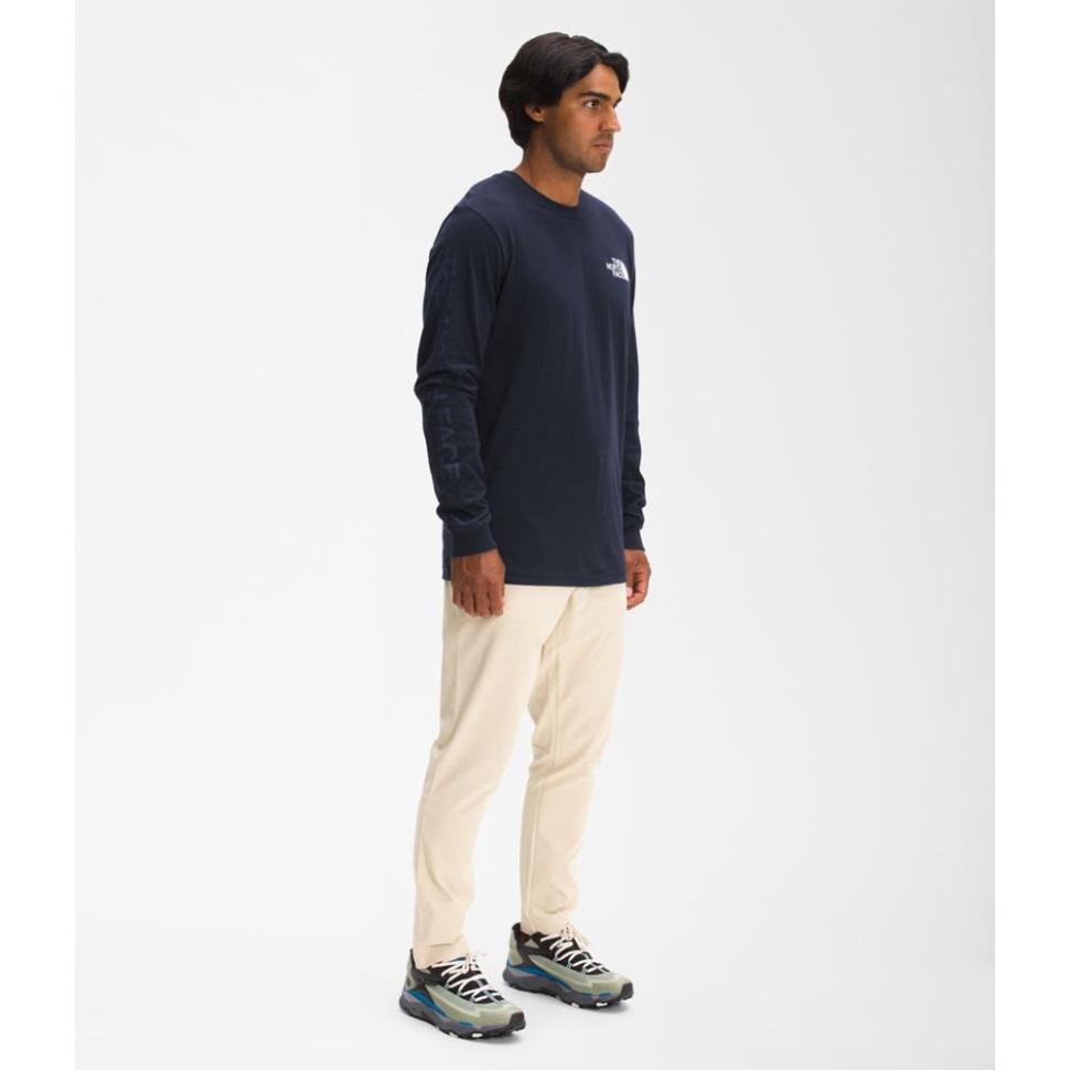 البحرية البحرية الرجال كم طويل الأكمام Tnf ضرب المحملة الوجه الشمالي