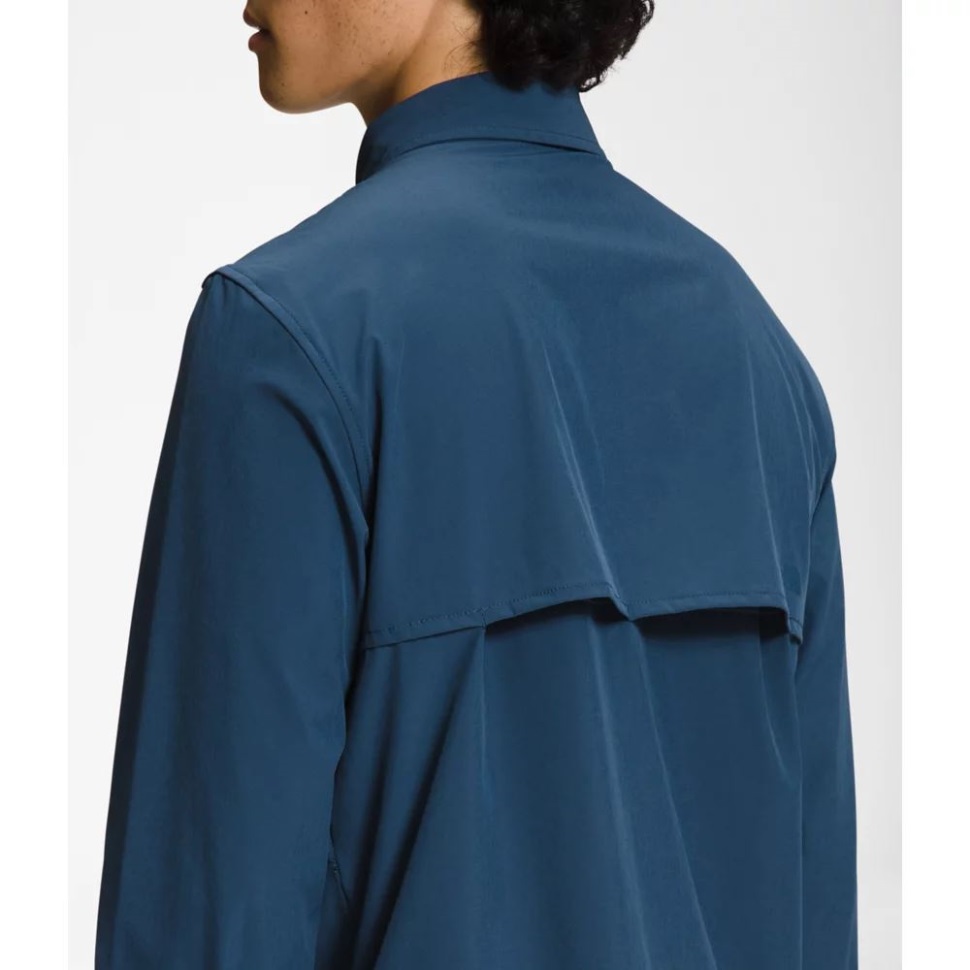 قميص رجالي أزرق غامق Sniktau بأكمام طويلة من الشمس للوجه الشمالي