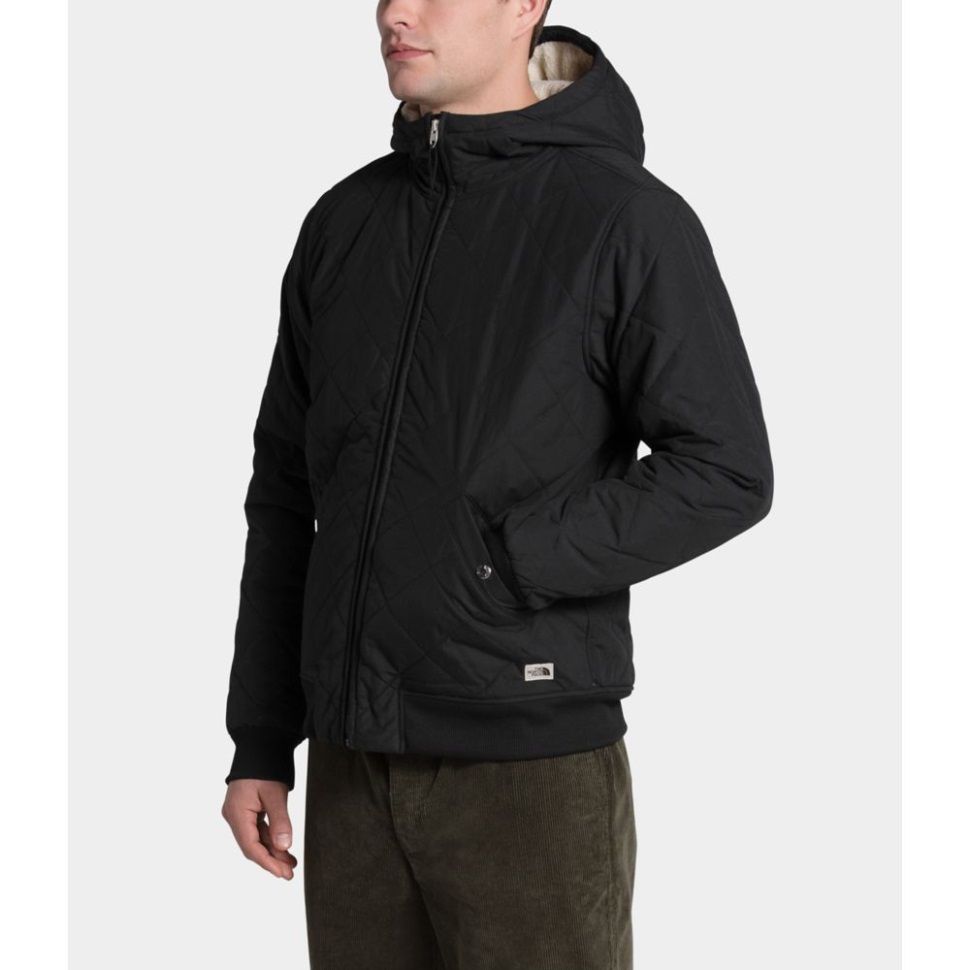 جاكيت بغطاء للرأس أسود للرجال من ذا نورث فيس معزول بسحّاب كامل