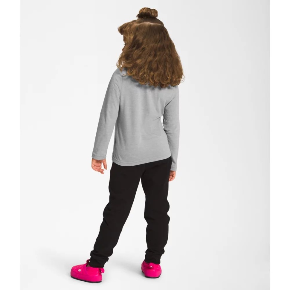 تي شيرت أطفال رمادي بأكمام طويلة ثلاثي المزج برسومات من The North Face