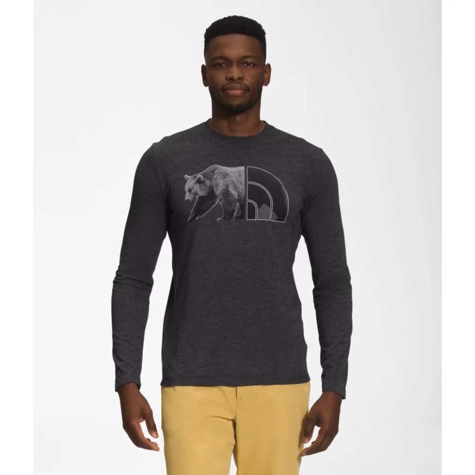 الشمال الوجه مجموعة جديدة الرجال طويلة الأكمام الثلاثي مزيج الدب المحملة هيذر الأسود