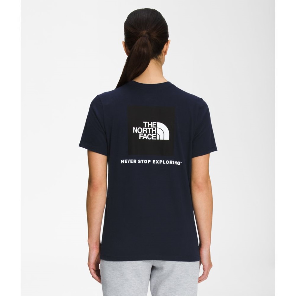 Nse تي شيرت قصير الأكمام مربع المرأة البحرية السوداء الشمالية الوجه