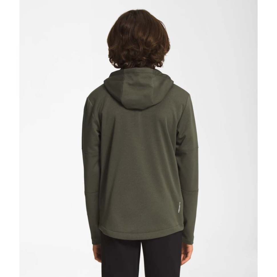 سترة بغطاء للرأس بسحاب كامل للشتاء دافئة للأولاد باللون الأخضر الداكن من The North Face