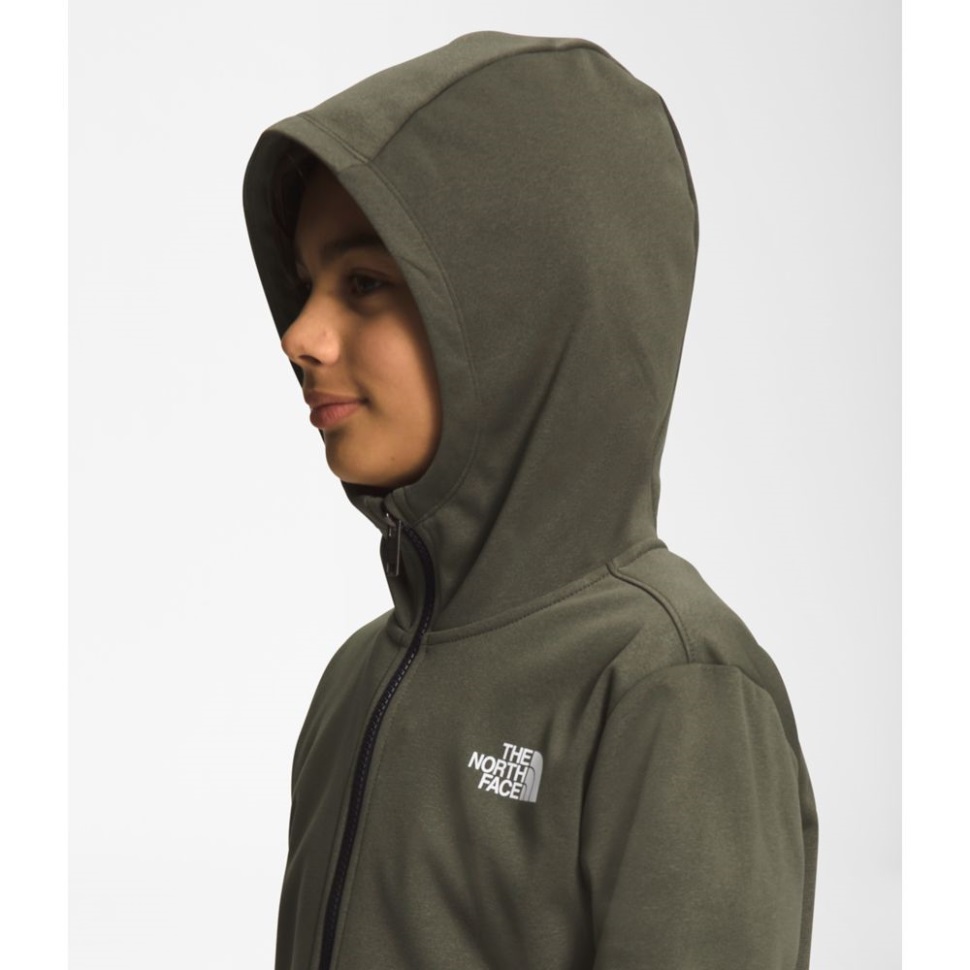 سترة بغطاء للرأس بسحاب كامل للشتاء دافئة للأولاد باللون الأخضر الداكن من The North Face