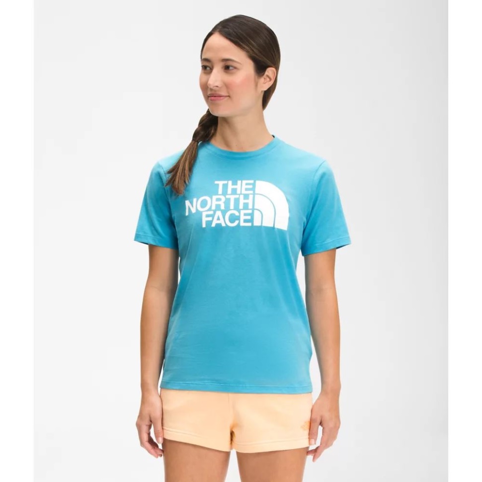 الشمال الوجه المرأة قصيرة الأكمام نصف قبة القطن المحملة نورس الأزرق