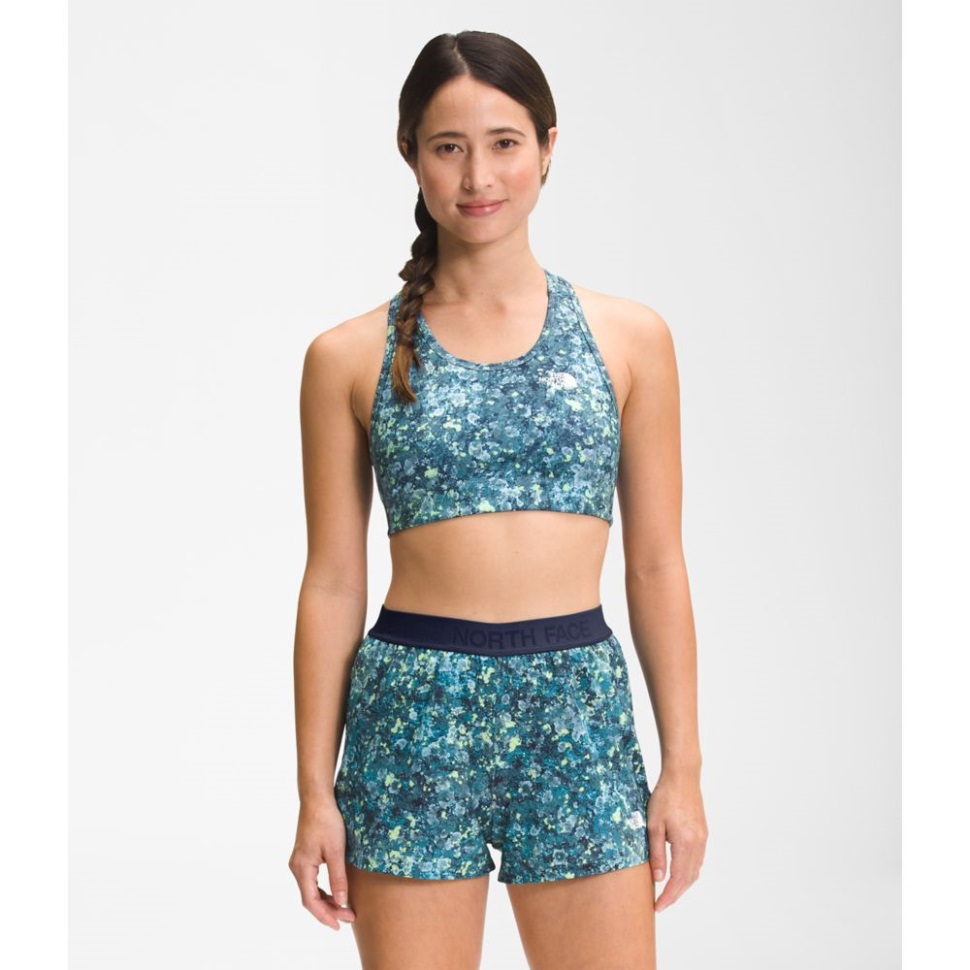 المرأة مطبوعة خط الوسط حمالة الصدر الأزرق الحزاز الوجه الشمالي