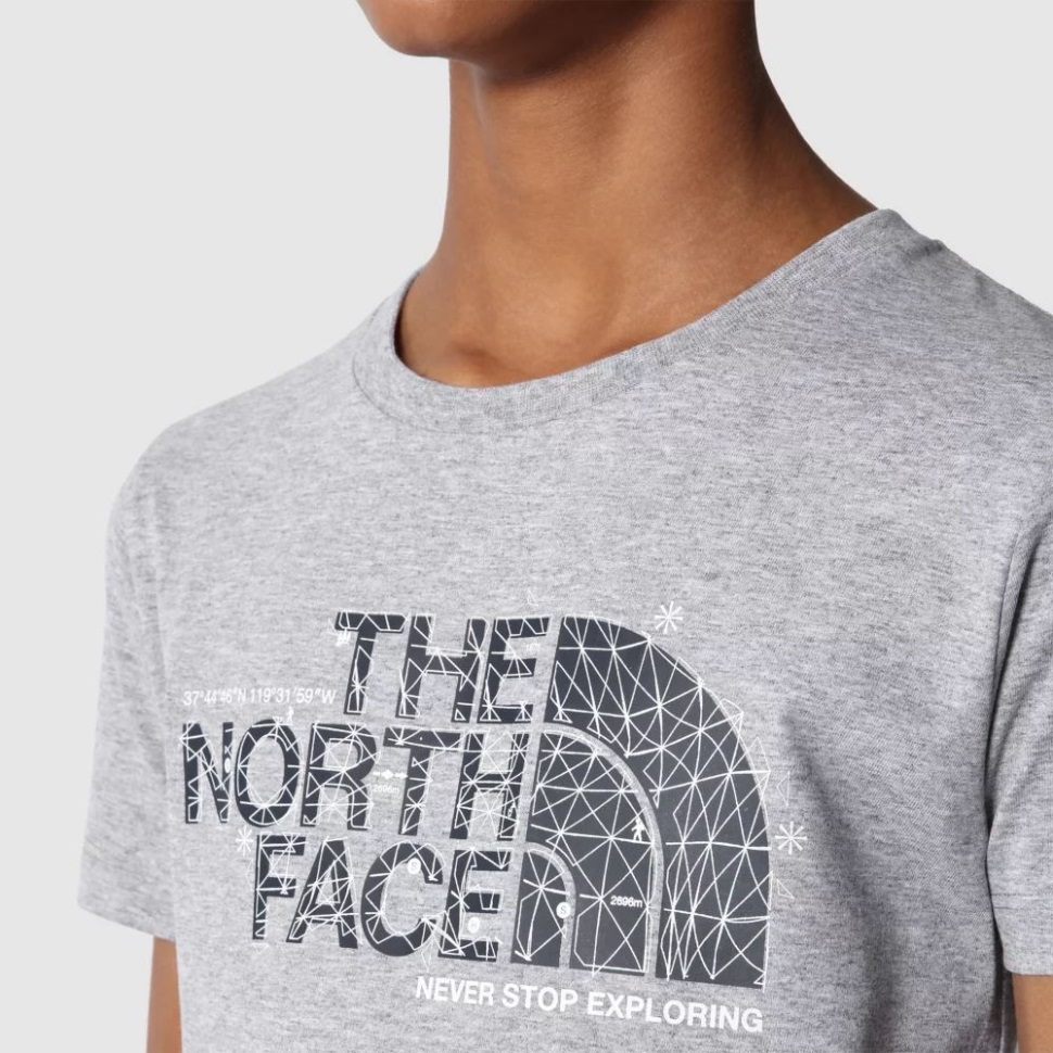 تيشيرت للأولاد برسومات بأكمام قصيرة رمادي وجه الشمال