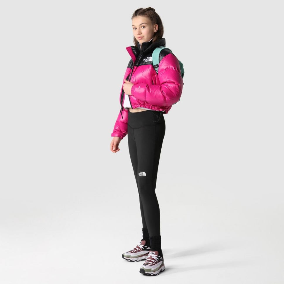 Fuschia الوردي المرأة Nuptse سترة قصيرة الوجه الشمالي