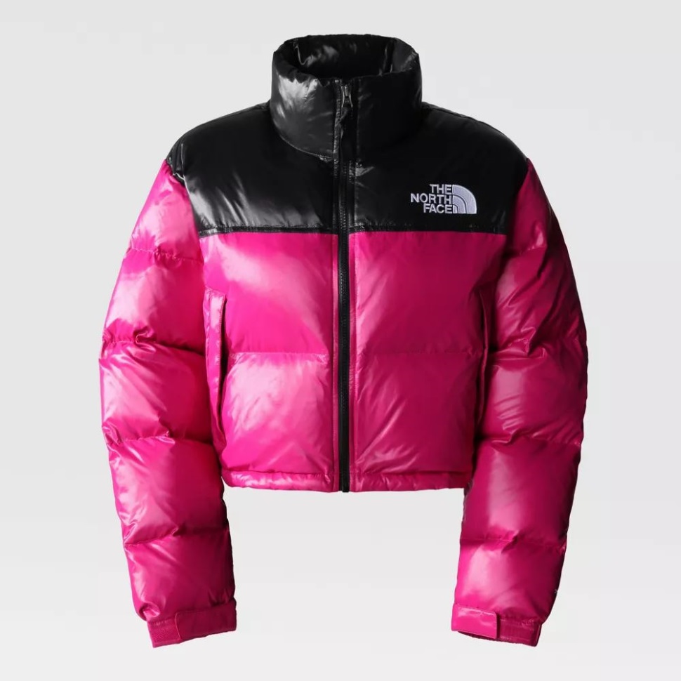 Fuschia الوردي المرأة Nuptse سترة قصيرة الوجه الشمالي