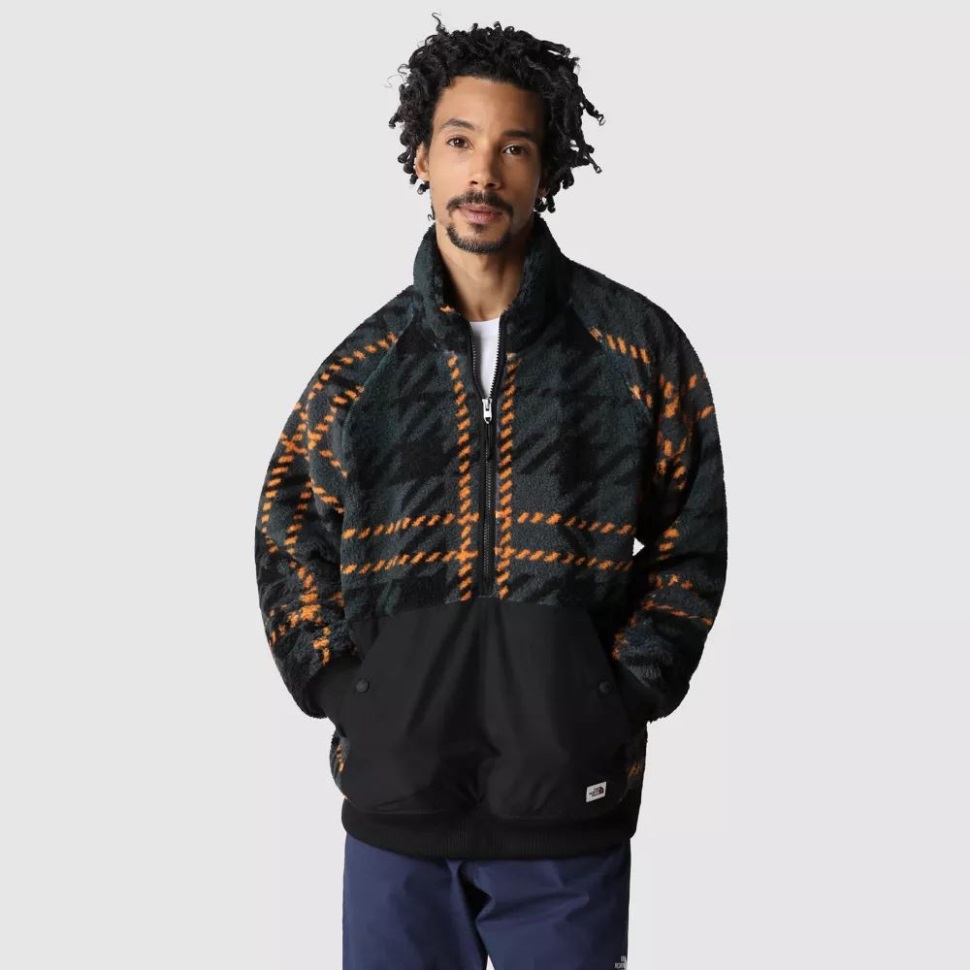 الرجال الأخضر المتوسط ​​ريدج مطبوع 1/4 الرمز البريدي من الصوف على الوجه الشمالي