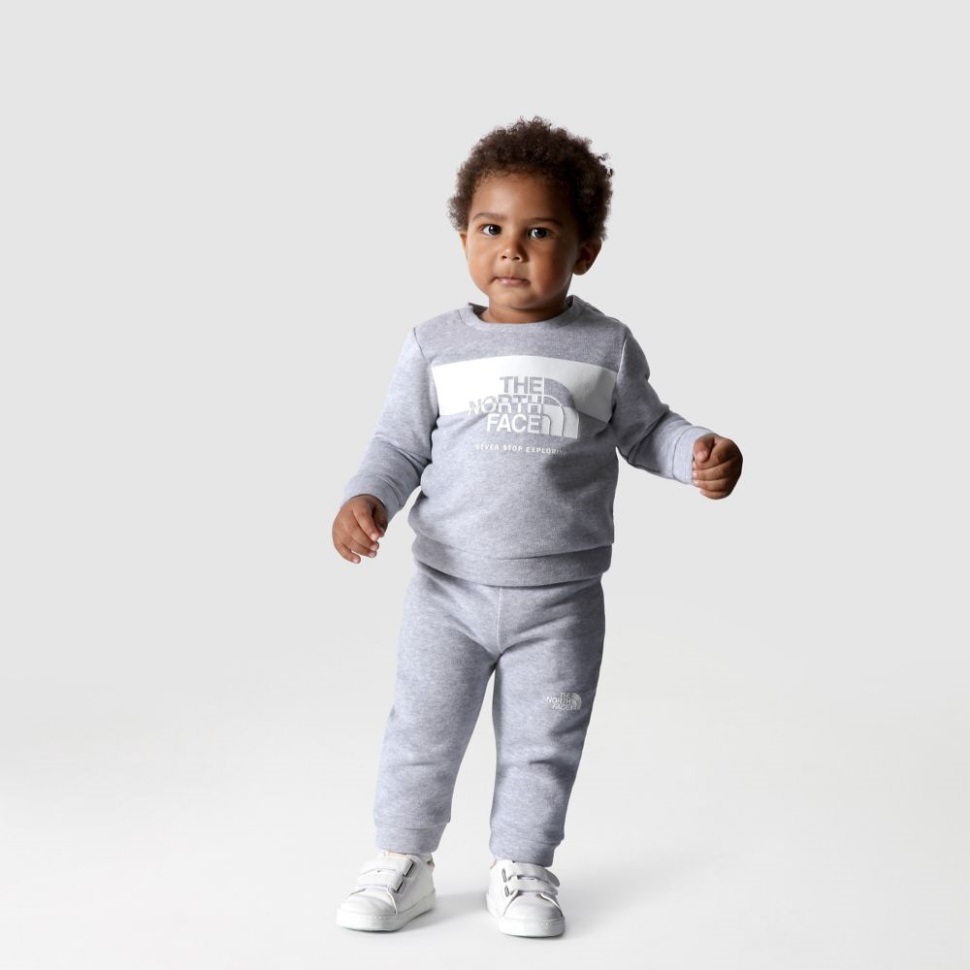 رمادي وجه شمالي طقم صوف قطني للأطفال مكون من قطعتين