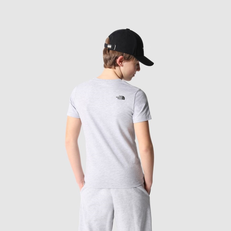 تيشيرت رمادى الوجه الشمالي المراهقين سهل بأكمام قصيرة