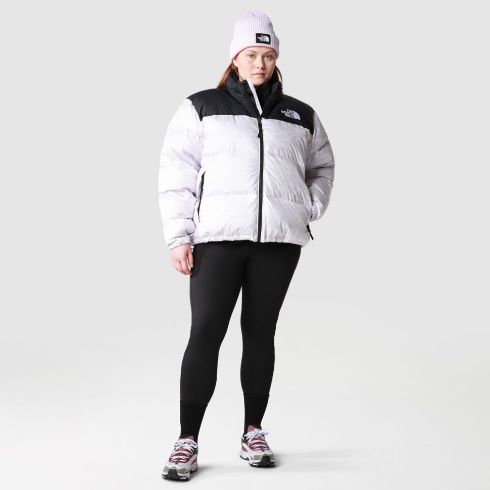 الخزامى ضباب الوجه الشمالي المرأة زائد الحجم مطبوعة 1996 ريترو Nuptse أسفل سترة