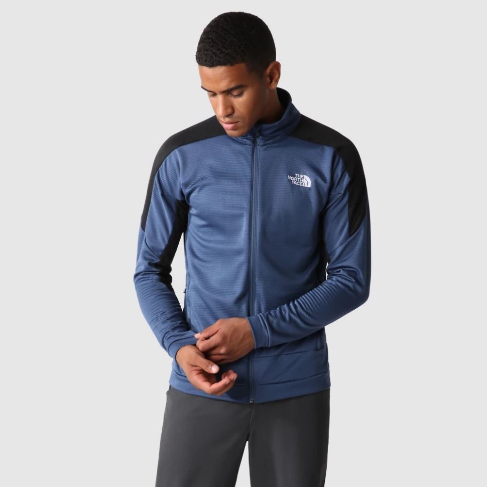 سترة رياضية رجالية خارجية دائرية كاملة بسحاب وسحاب للوجه الشمالي بلون أزرق مظلل