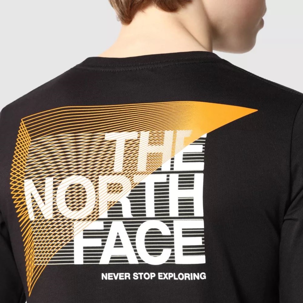 تي شيرت بأكمام طويلة برسومات تينز أسود وجه الشمال