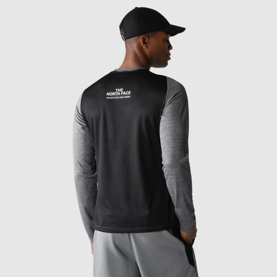 تي شيرت تدريب رجال رمادي بأكمام طويلة من ذا نورث فيس