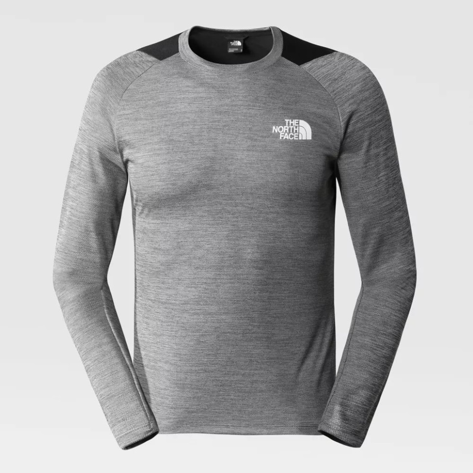 تي شيرت تدريب رجال رمادي بأكمام طويلة من ذا نورث فيس