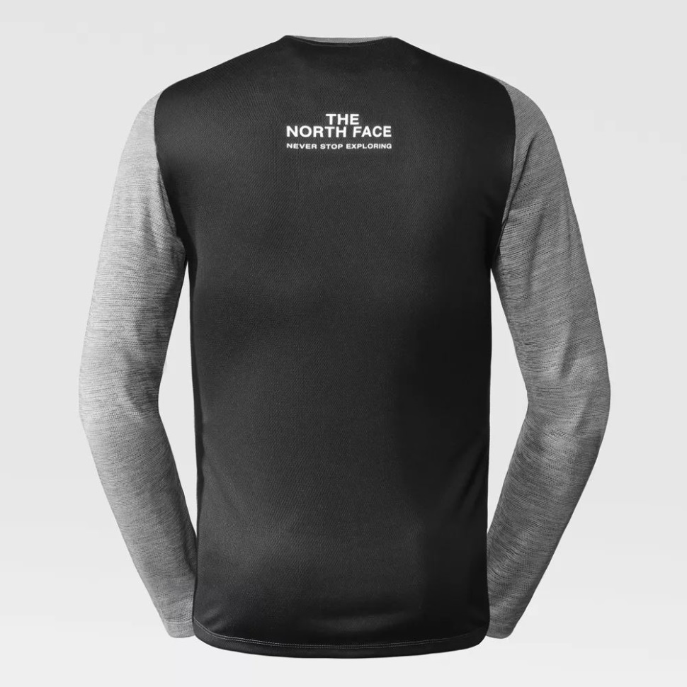 تي شيرت تدريب رجال رمادي بأكمام طويلة من ذا نورث فيس