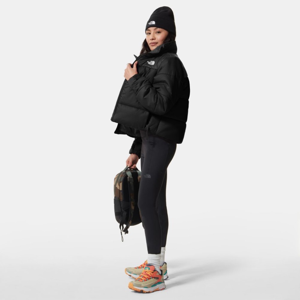 المرأة التي تواجه الشمال اقتصاص سترة Saikuru سوداء