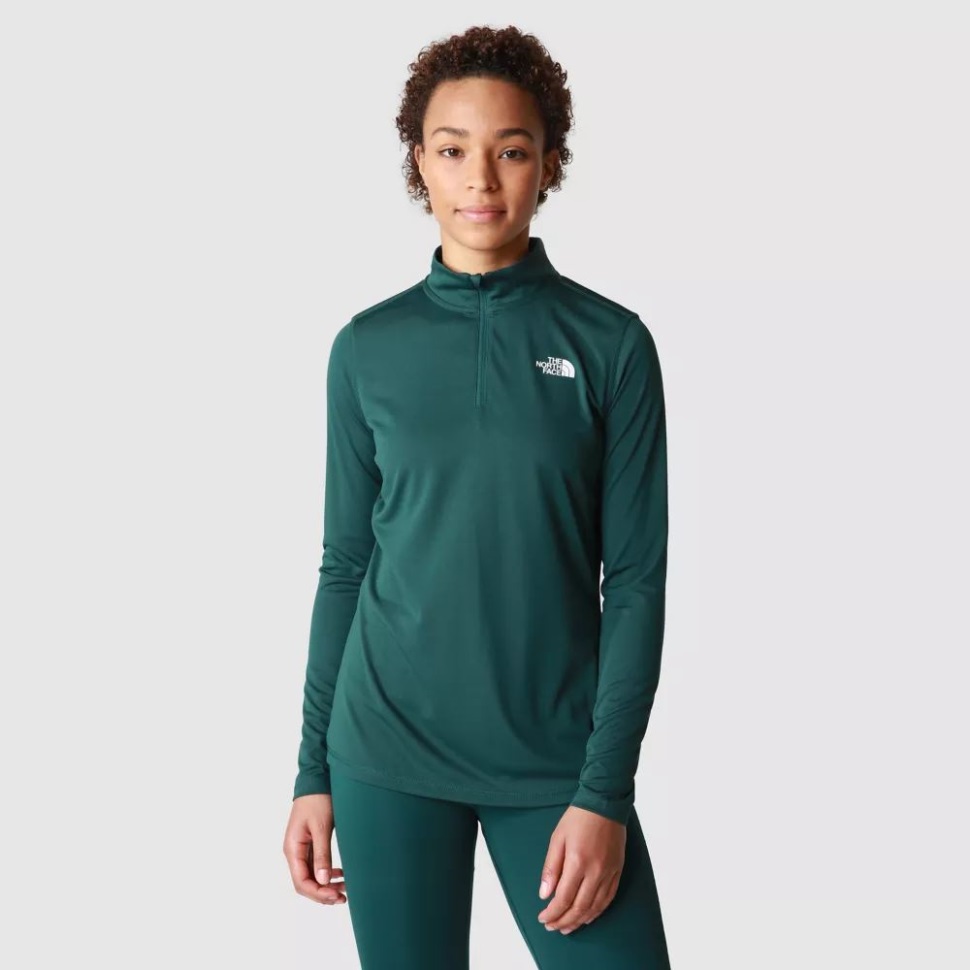 المرأة الوجه الشمالي فليكس 1/4 البريدي طويلة الأكمام الخضراء