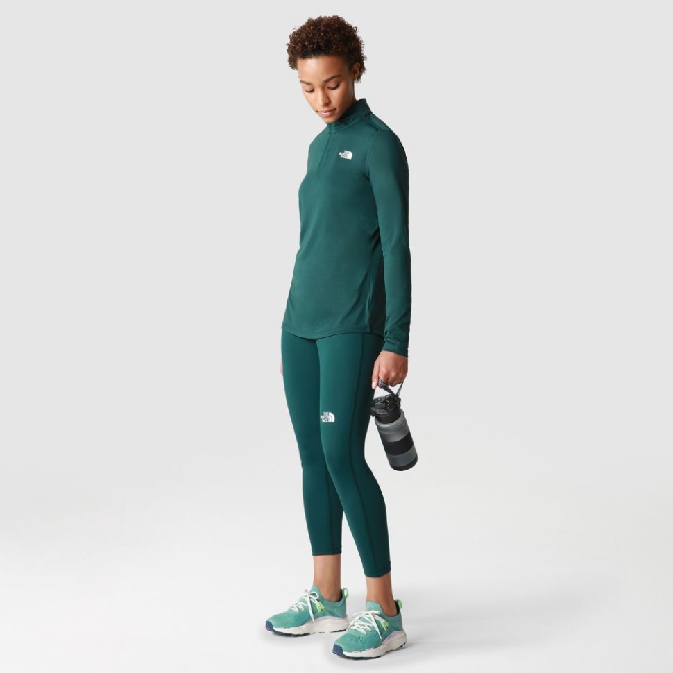 المرأة الوجه الشمالي فليكس 1/4 البريدي طويلة الأكمام الخضراء