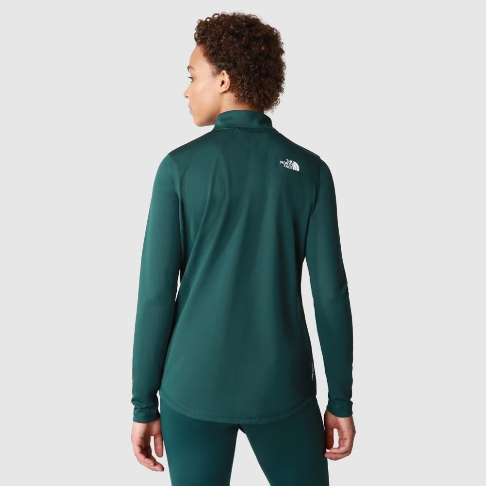 المرأة الوجه الشمالي فليكس 1/4 البريدي طويلة الأكمام الخضراء