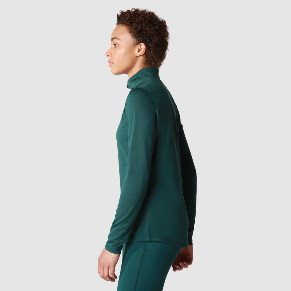 المرأة الوجه الشمالي فليكس 1/4 البريدي طويلة الأكمام الخضراء