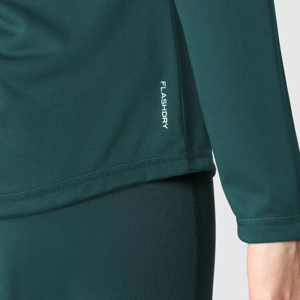 المرأة الوجه الشمالي فليكس 1/4 البريدي طويلة الأكمام الخضراء