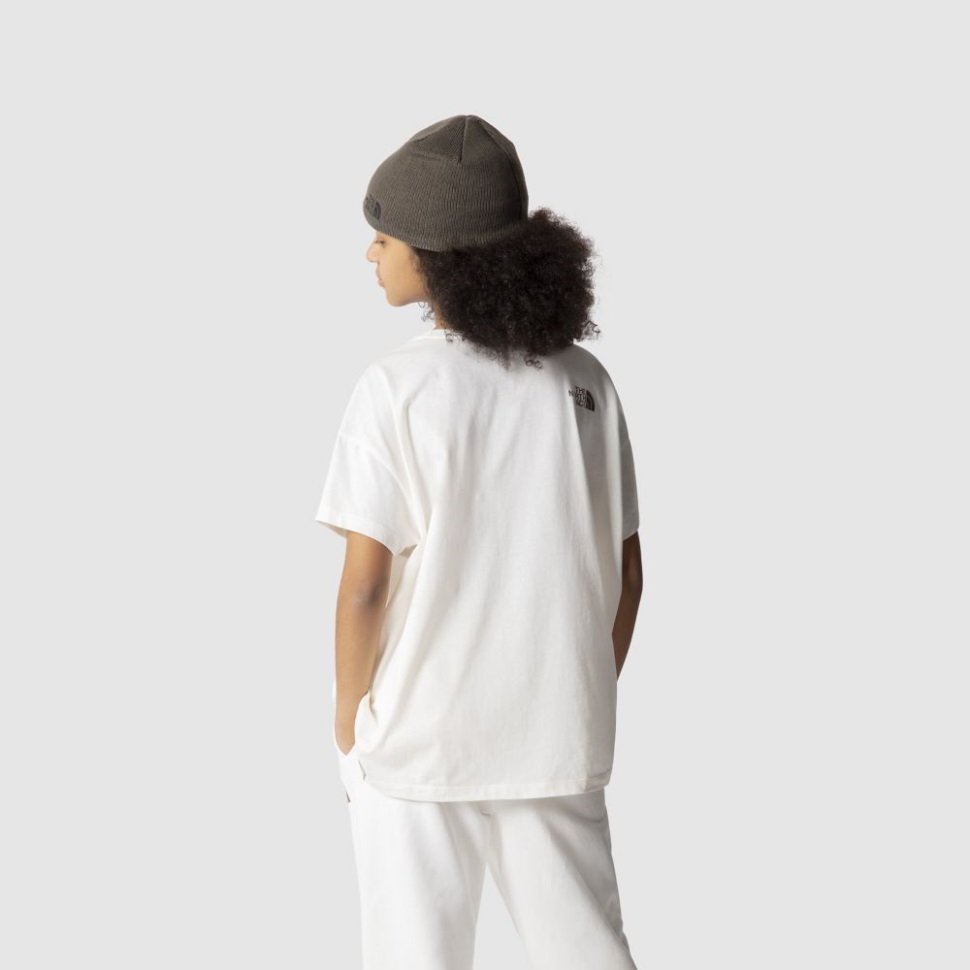 أبيض في سن المراهقة المتضخم قصيرة الأكمام تي شيرت الوجه الشمالي