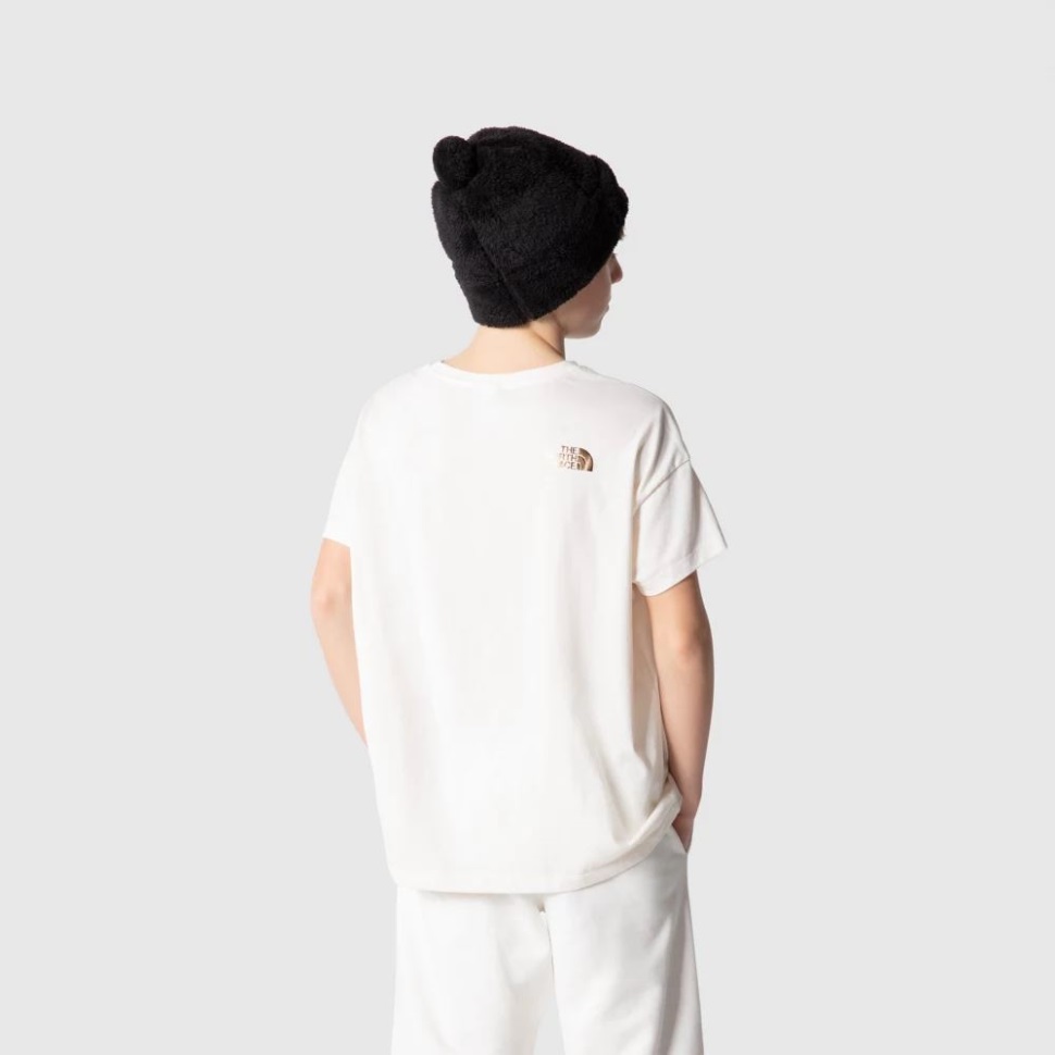 أبيض في سن المراهقة المتضخم قصيرة الأكمام تي شيرت الوجه الشمالي