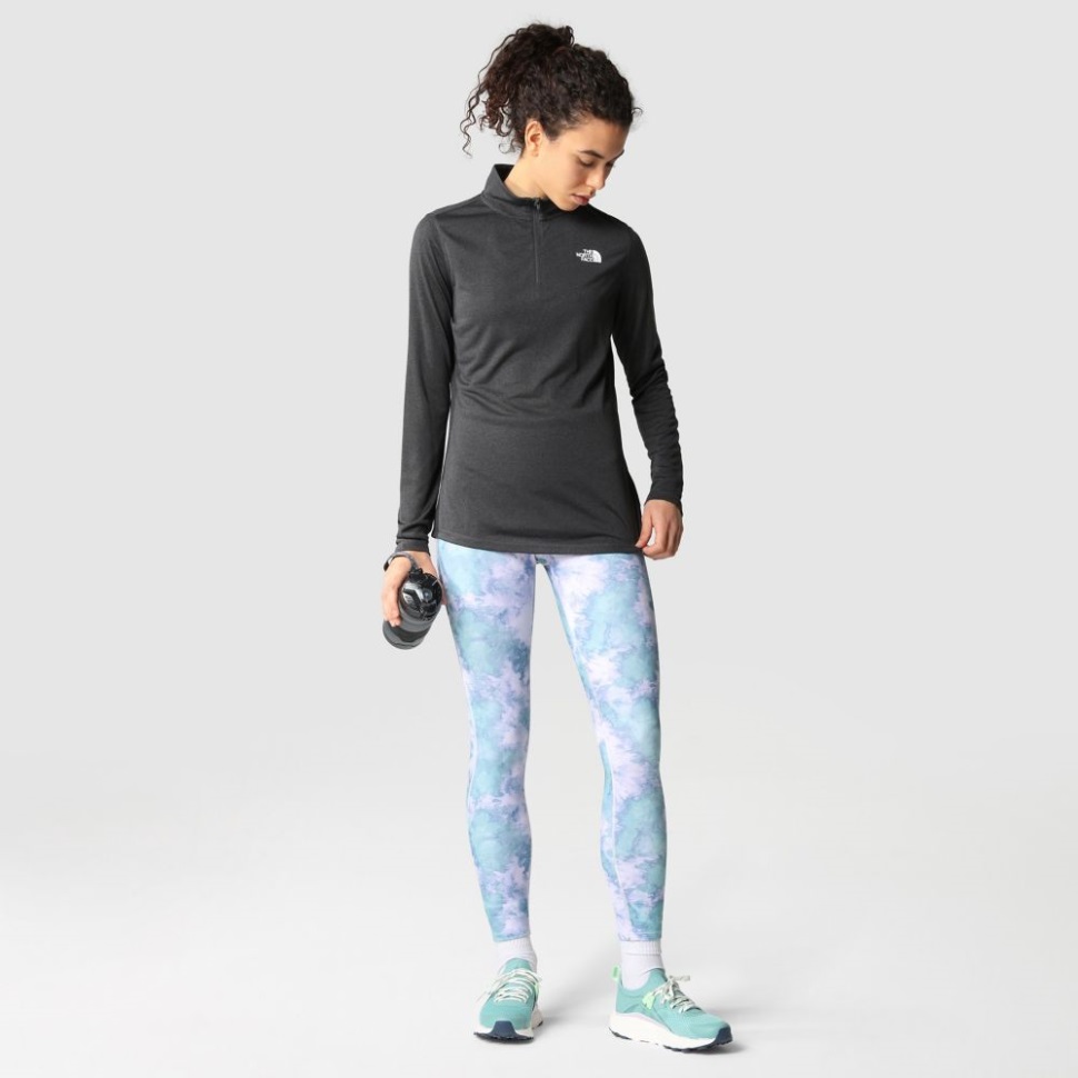 المرأة مرنة 1/4 الرمز البريدي طويلة الأكمام أعلى الوجه الشمالي رمادي