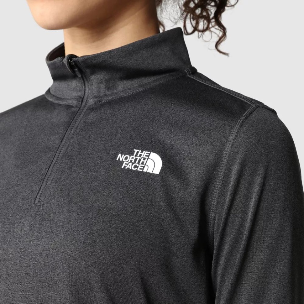 المرأة مرنة 1/4 الرمز البريدي طويلة الأكمام أعلى الوجه الشمالي رمادي