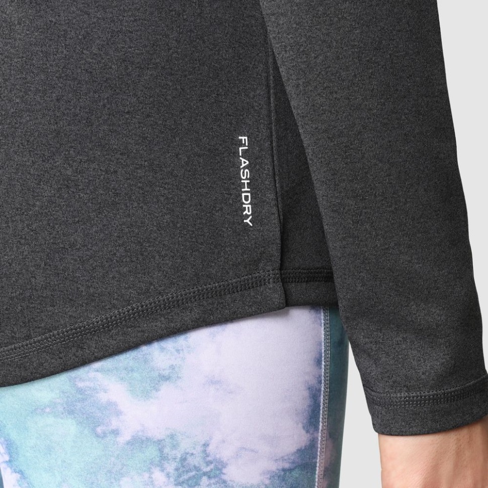 المرأة مرنة 1/4 الرمز البريدي طويلة الأكمام أعلى الوجه الشمالي رمادي