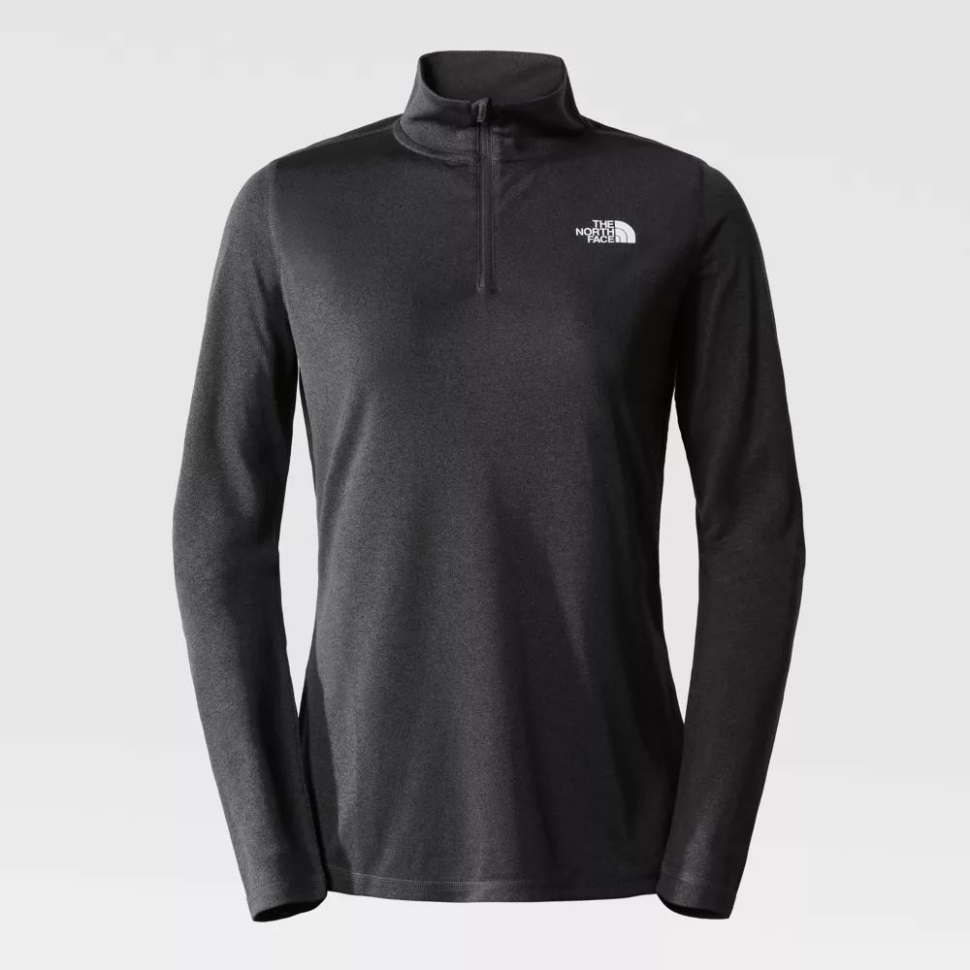 المرأة مرنة 1/4 الرمز البريدي طويلة الأكمام أعلى الوجه الشمالي رمادي