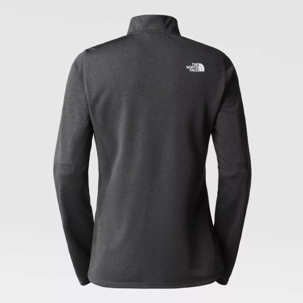 المرأة مرنة 1/4 الرمز البريدي طويلة الأكمام أعلى الوجه الشمالي رمادي