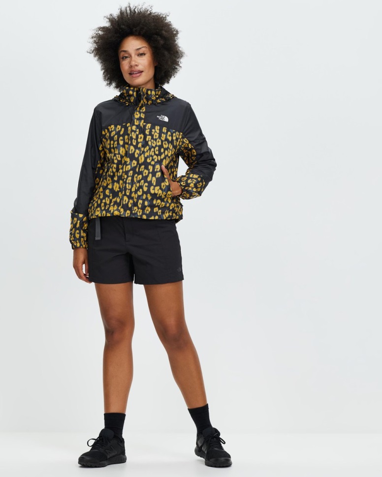 سترة الرياح الهيدرينالين الصفراء المطبوعة على الوجه الشمالي