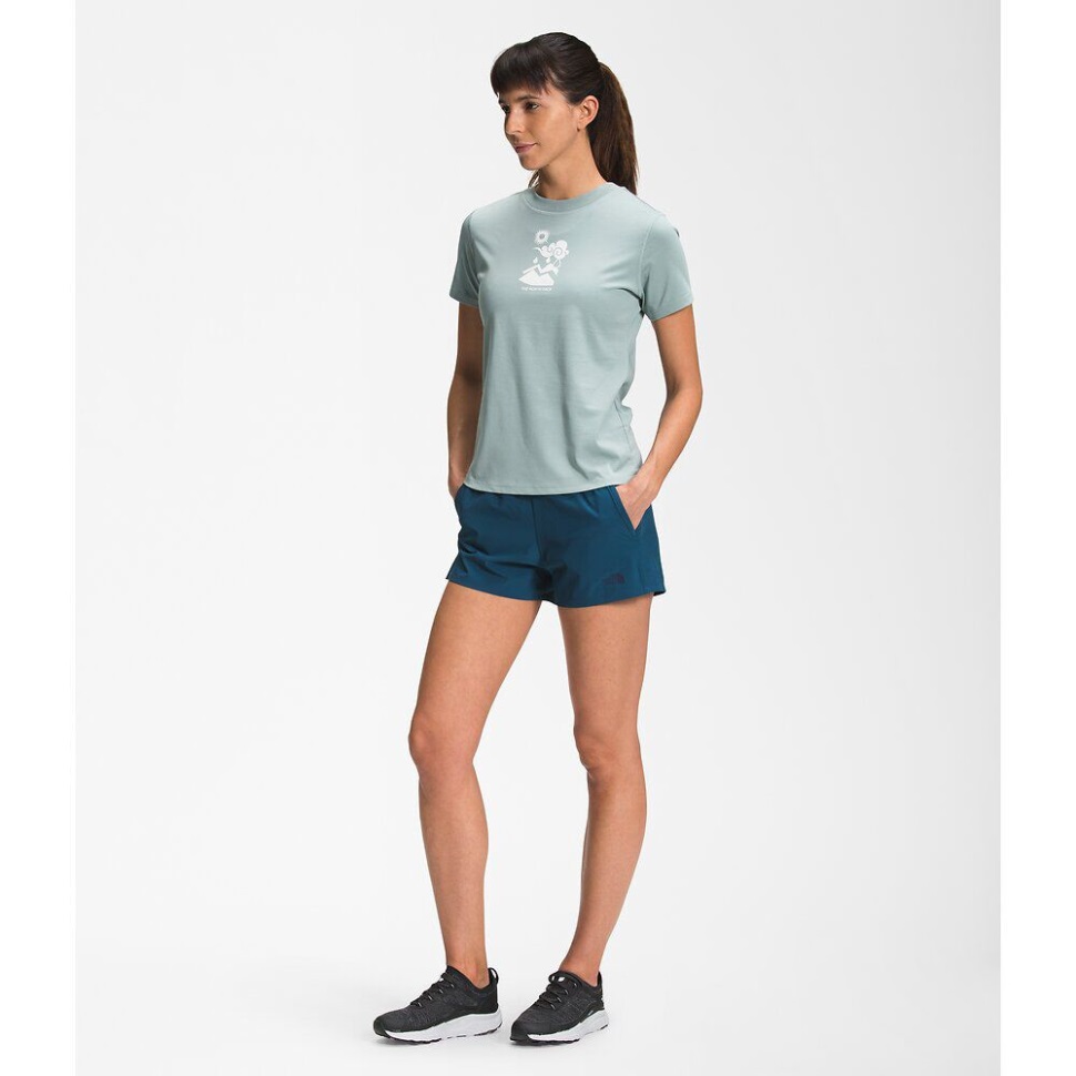 المرأة قصيرة الأكمام مصدر زجاجة الهيمالايا المحملة الفضة الزرقاء الوجه الشمالي