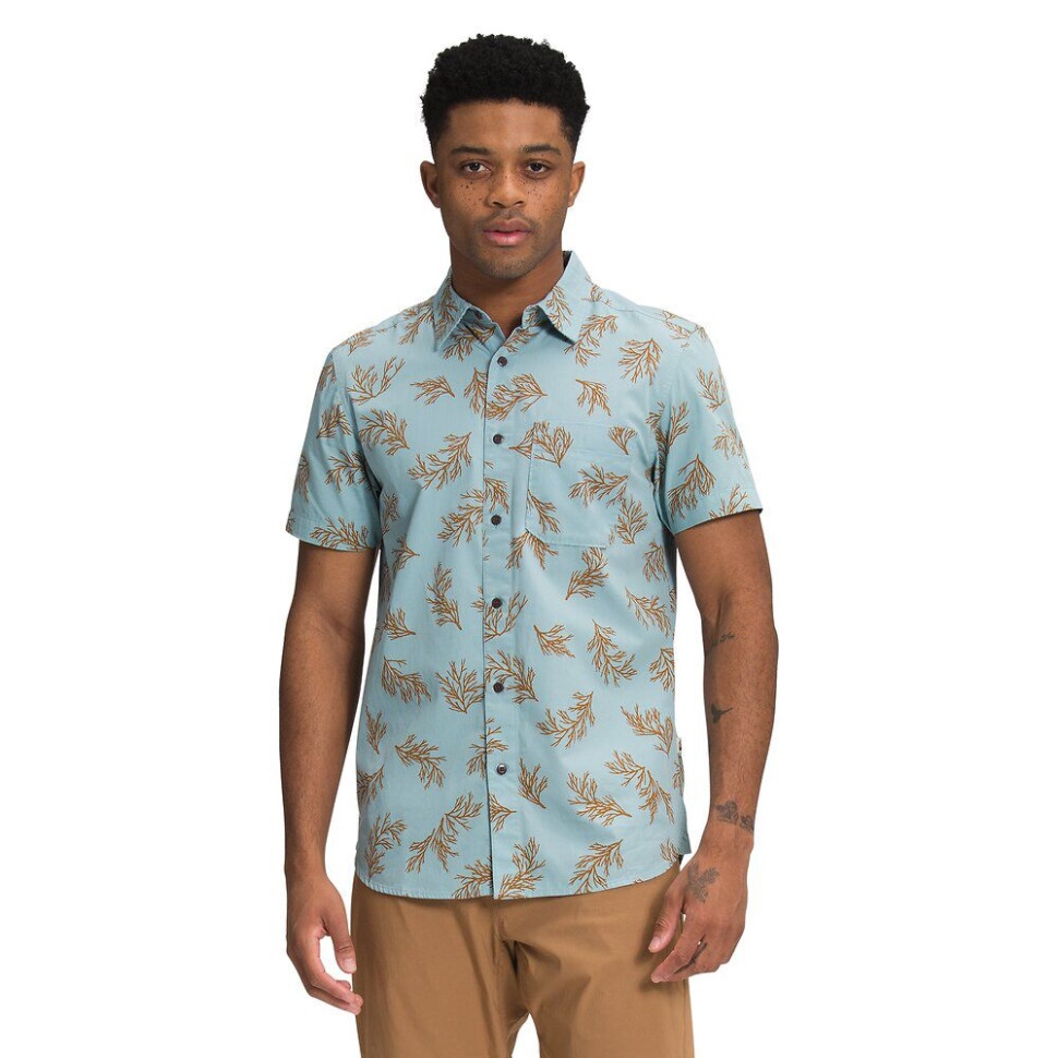 قميص رجالي قصير الأكمام نمط Baytrail وجه الشمال أزرق تورمالين