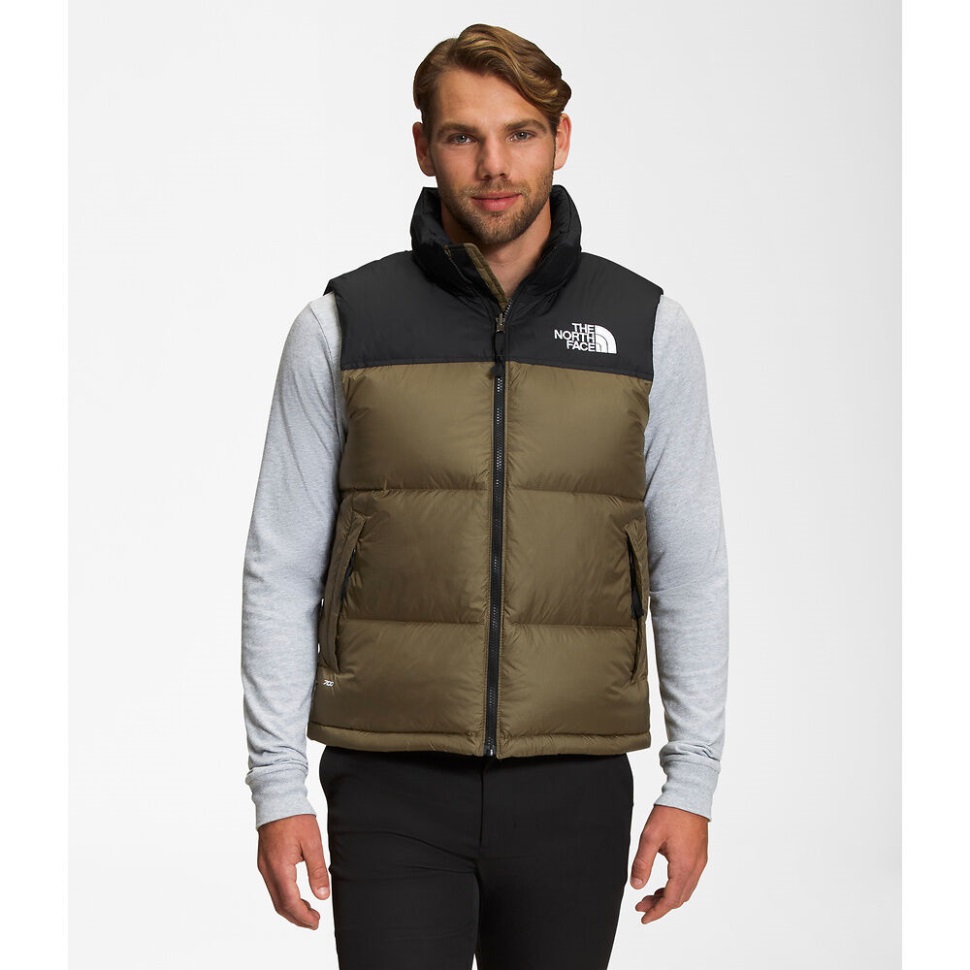 الرجال الزيتون العسكرية 1996 ريترو Nuptse سترة الوجه الشمالي