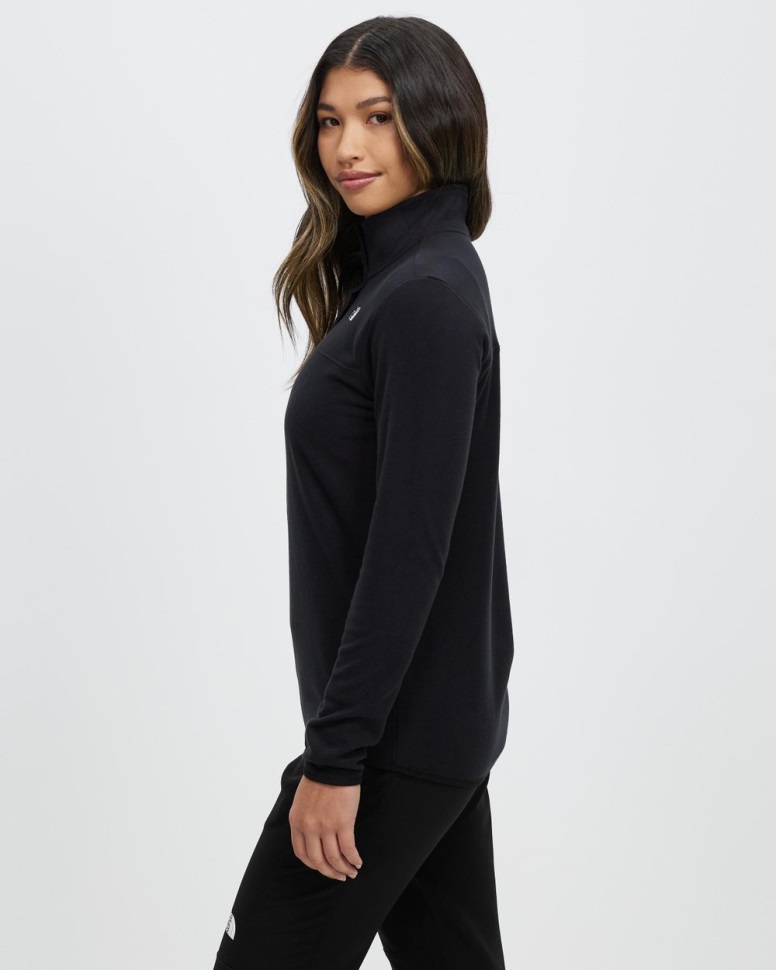 تي كاي بلوفر من الصوف الجليدي المفاجئ برقبة على الرقبة أسود الوجه الشمالي