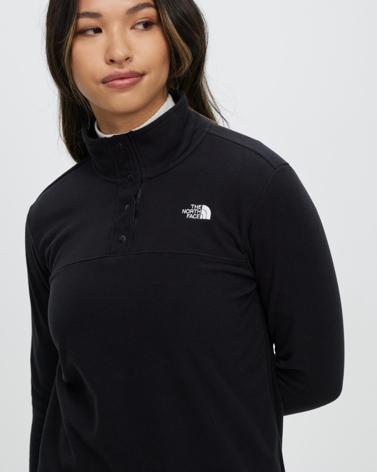 تي كاي بلوفر من الصوف الجليدي المفاجئ برقبة على الرقبة أسود الوجه الشمالي